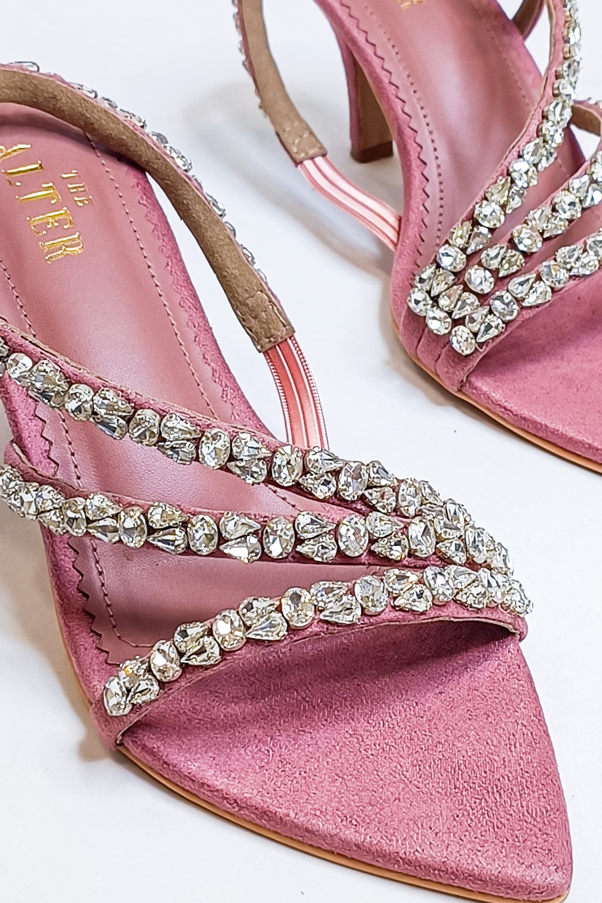 Blush pink hotsell heels with rhinestones