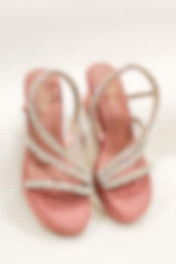 Blush Pink Faux Leather Rhinestone Embellished Wedges by The Alter