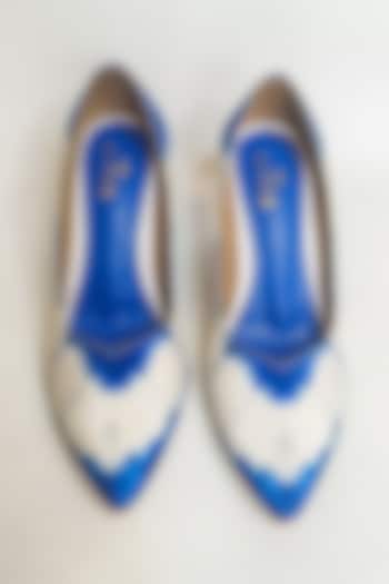Blue & White Satin Tie-Dye Pumps by The Alter