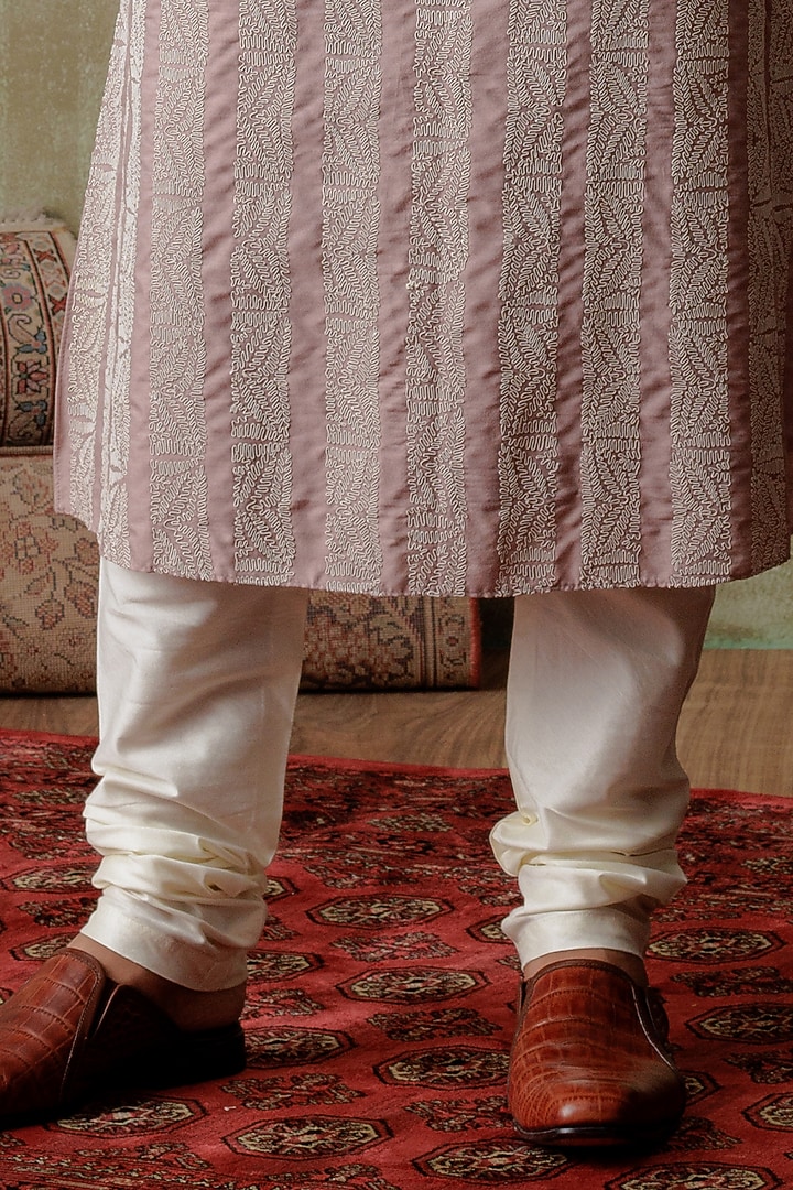 Purple Cotton Silk Cord Embroidered Kurta Set by ALLUR at Pernia's Pop Up Shop