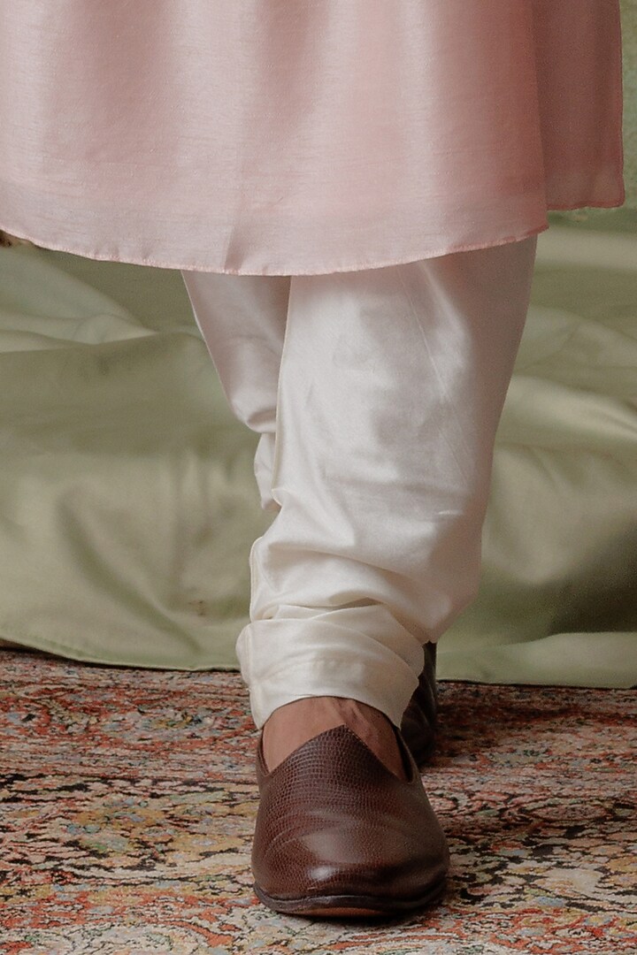 Pink Raw Silk Embroidered Groom Indowestern Set by ALLUR at Pernia's Pop Up Shop