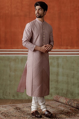 Lilac Cotton Silk Kurta Set by ALLUR
