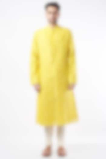 Bright Yellow Embroidered Kurta Set by ALLUR at Pernia's Pop Up Shop