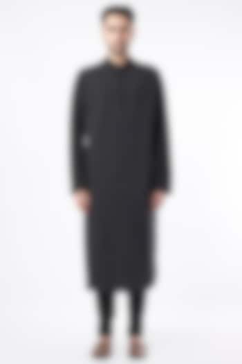 Black Cord Embroidered Kurta Set by ALLUR at Pernia's Pop Up Shop