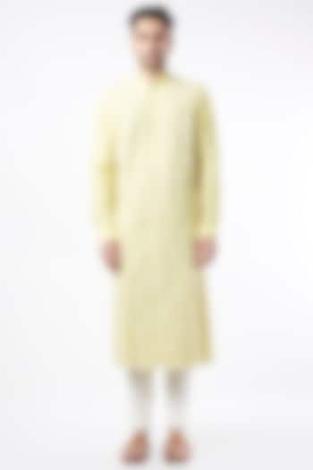 Lemon Yellow Embroidered Kurta Set by ALLUR at Pernia's Pop Up Shop