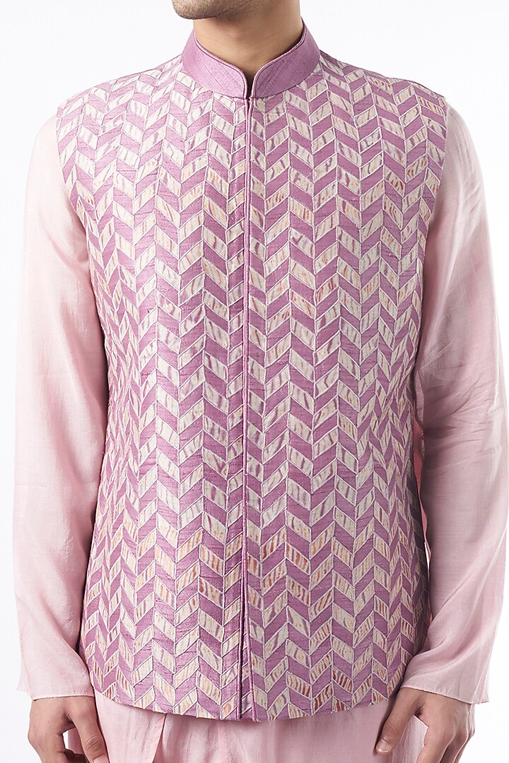 Lavender Hand Dyed Nehru Jacket by ALLUR at Pernia's Pop Up Shop