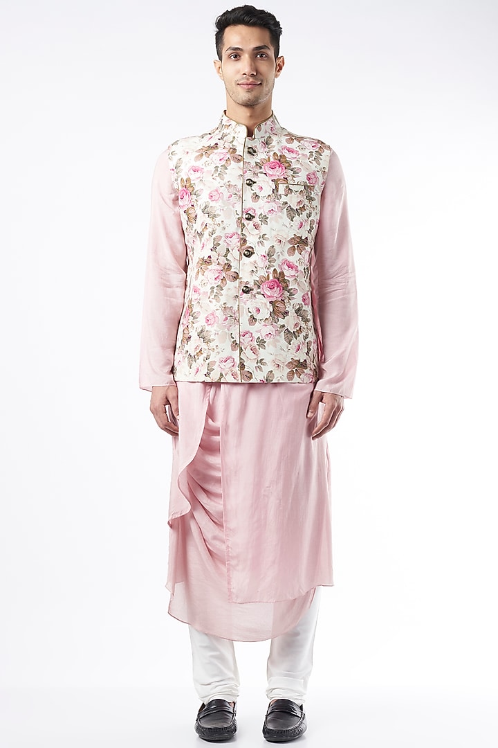 Off-White Pure Linen Bundi Jacket by ALLUR at Pernia's Pop Up Shop