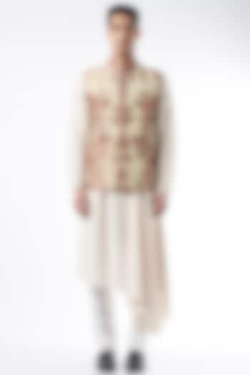 Katha Pure Raw Silk Embroidered Bundi Jacket by ALLUR at Pernia's Pop Up Shop