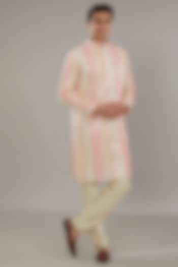 Pink Chikankari Embroidered Kurta Set by AL USTAAD