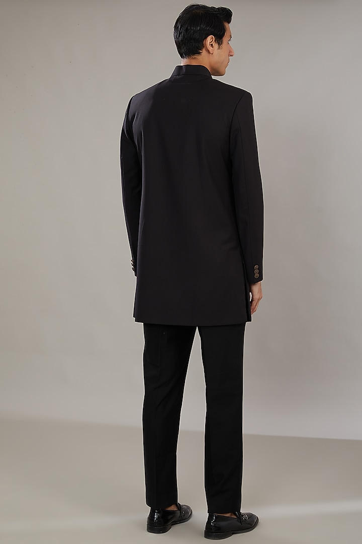 Black Suiting Wedding Indowestern Set by AL USTAAD at Pernia's Pop Up Shop