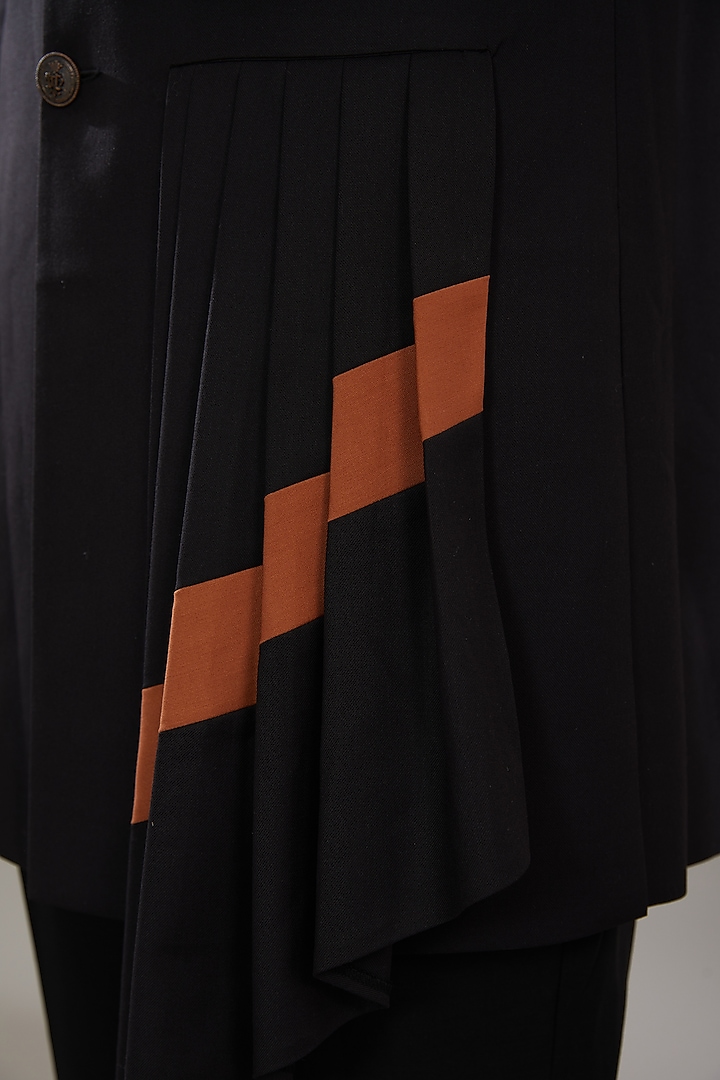 Black Suiting Wedding Indowestern Set by AL USTAAD at Pernia's Pop Up Shop