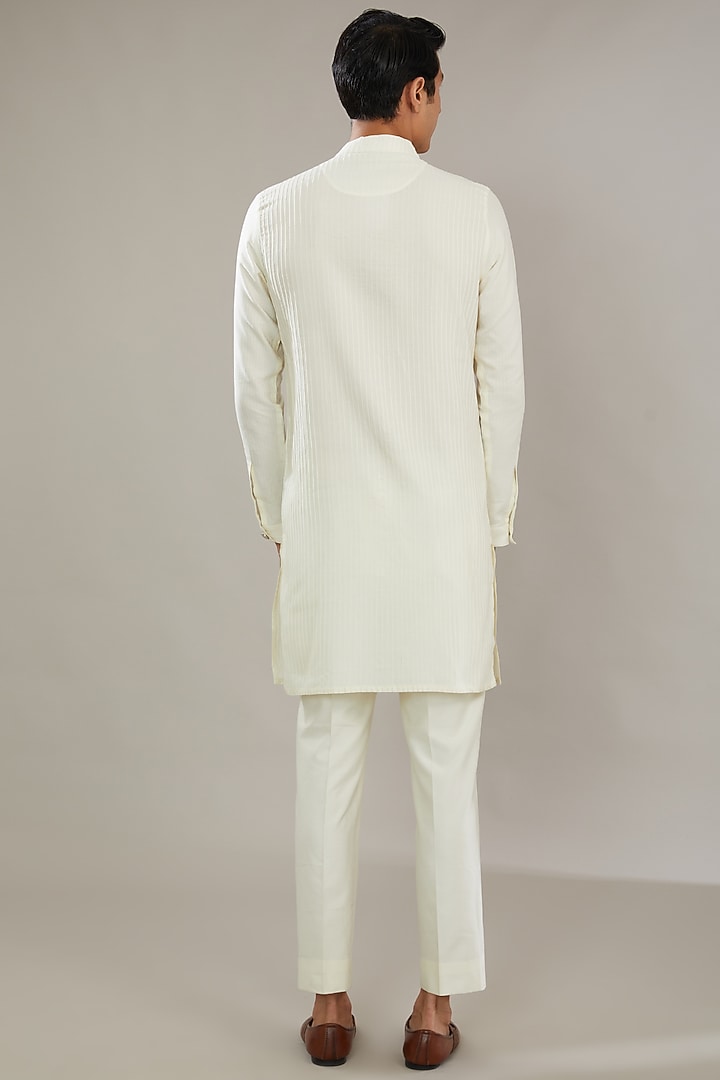 White Chikankari Embroidered Wedding Indowestern Set by AL USTAAD at Pernia's Pop Up Shop