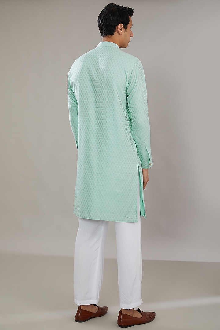 Blue Raw Silk Embroidered Bundi Set by AL USTAAD at Pernia's Pop Up Shop