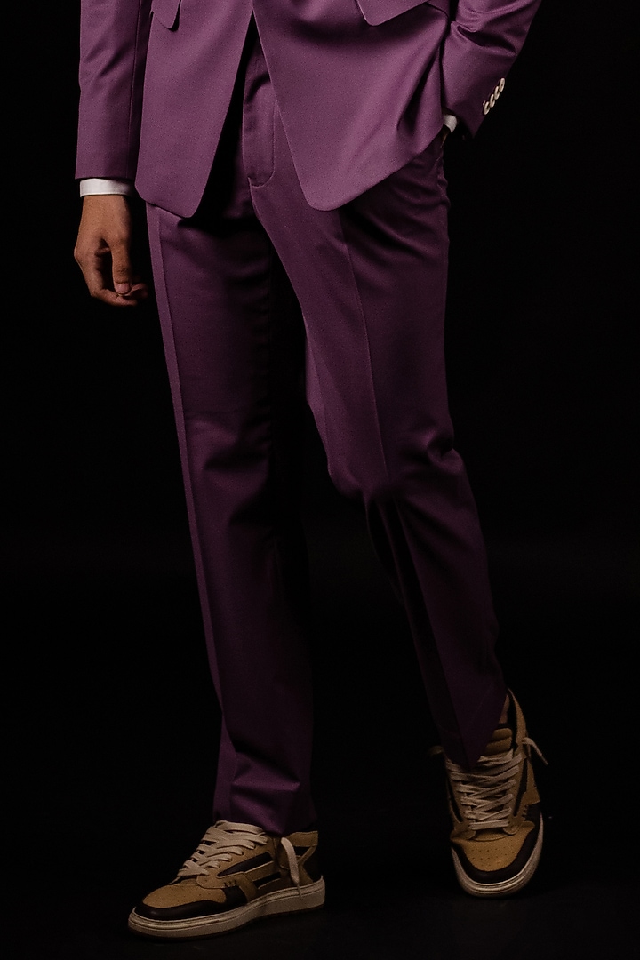 Purple Wool Blend Blazer Set by AL USTAAD at Pernia's Pop Up Shop