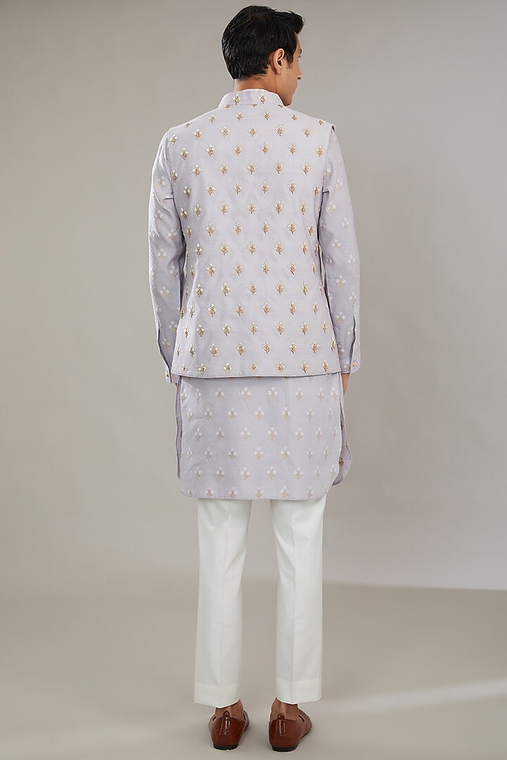 Purple Brocade Embroidered Bundi Set by AL USTAAD at Pernia's Pop Up Shop