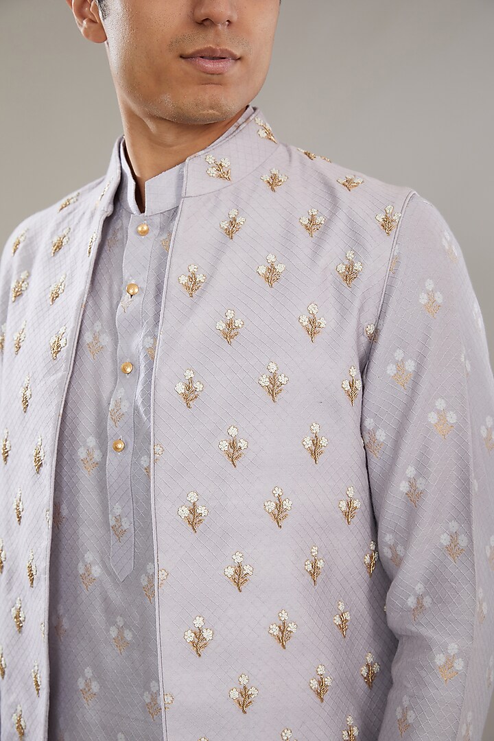 Purple Brocade Embroidered Bundi Set by AL USTAAD at Pernia's Pop Up Shop
