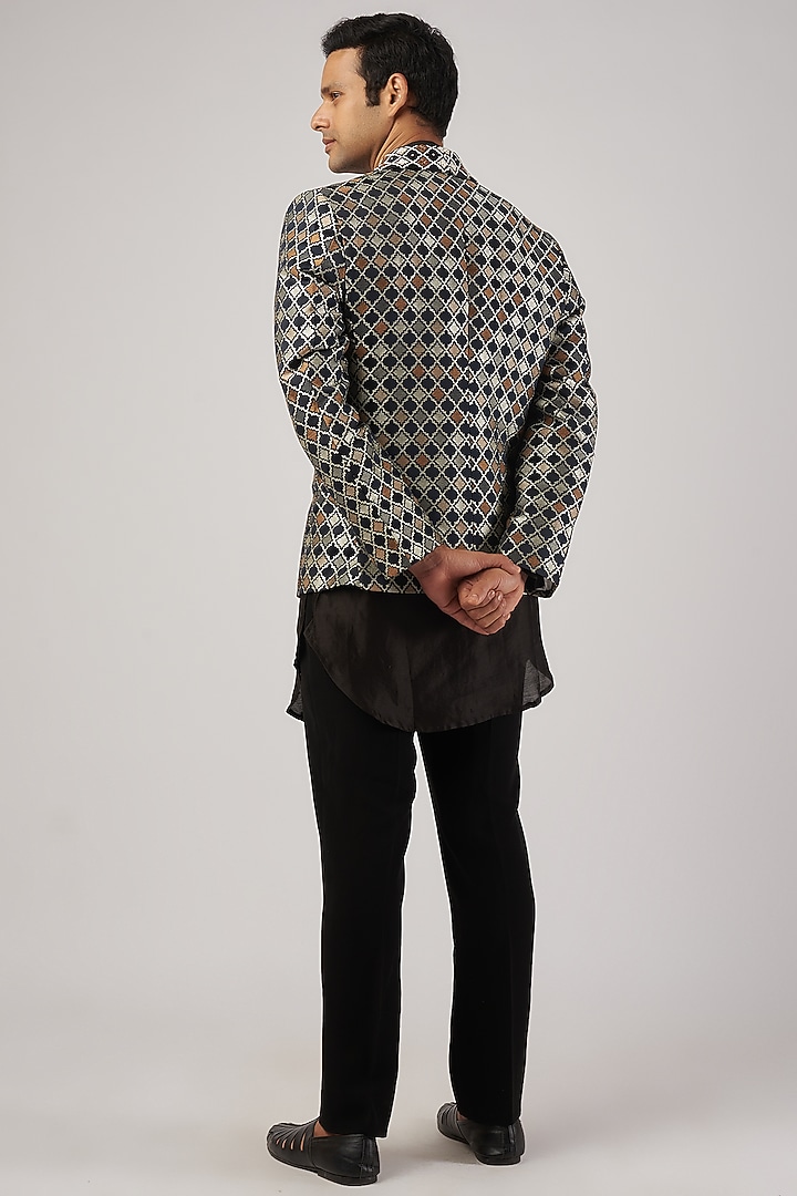 Black Chikankari Hand Embroidered Indo-Western Set by AL USTAAD at Pernia's Pop Up Shop