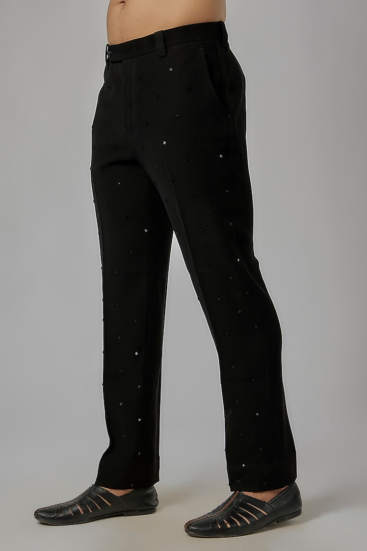 Black Italian Hand Embroidered Jodhpuri Set by AL USTAAD at Pernia's Pop Up Shop