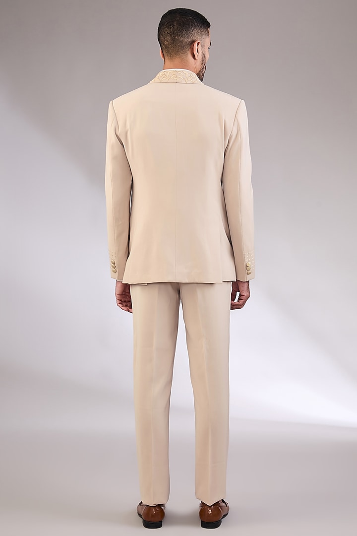 Ivory Italian Machine Embroidered Tuxedo Set by AL USTAAD at Pernia's Pop Up Shop