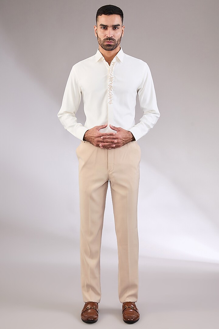Ivory Italian Machine Embroidered Tuxedo Set by AL USTAAD at Pernia's Pop Up Shop