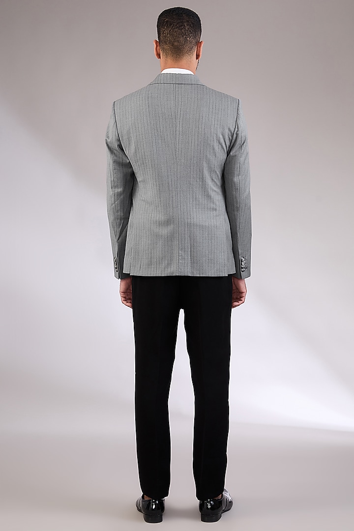 Light Grey Wool Blazer With Waistcoat by AL USTAAD at Pernia's Pop Up Shop