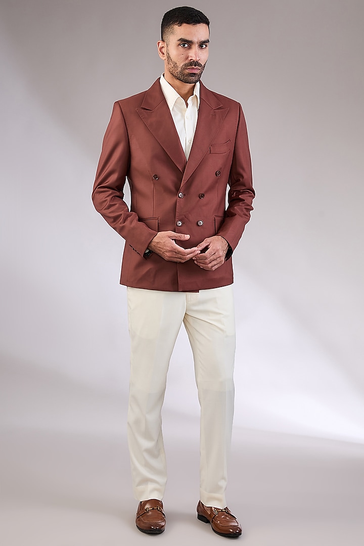 Rust Wool Blazer Set by AL USTAAD at Pernia's Pop Up Shop