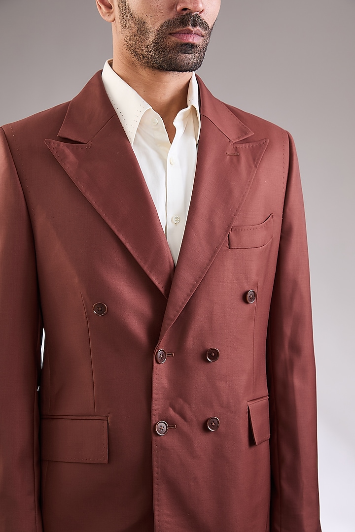 Rust Wool Blazer Set by AL USTAAD at Pernia's Pop Up Shop