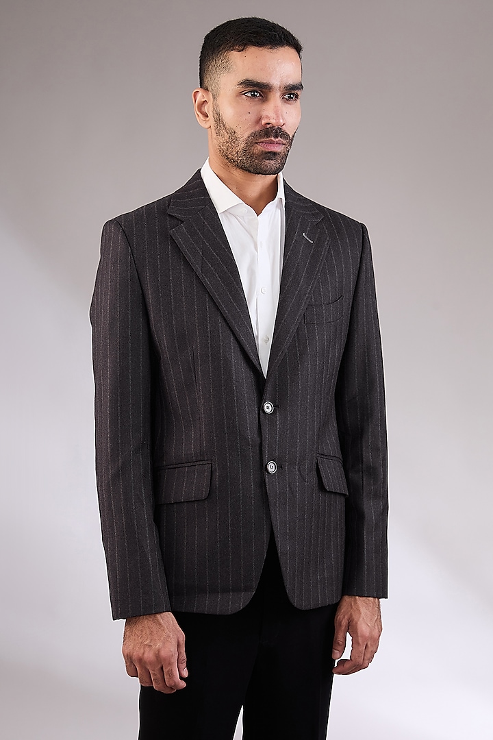 Brown Tweed Blazer Set by AL USTAAD