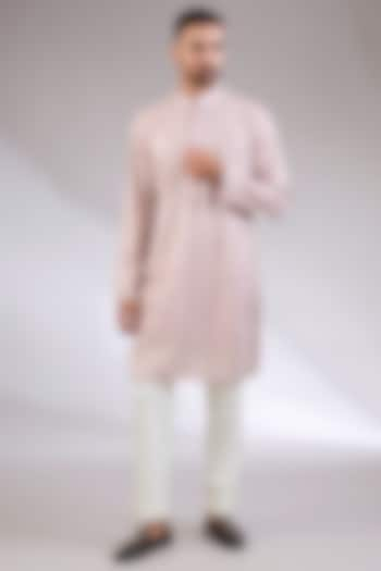 Light Pink Chikankari Mirror Work Kurta by AL USTAAD at Pernia's Pop Up Shop