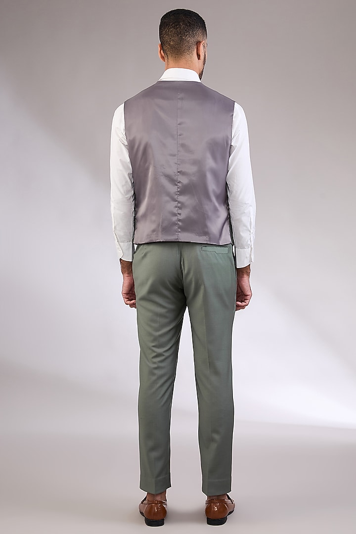 Green Wool Fabric Blazer Set by AL USTAAD at Pernia's Pop Up Shop