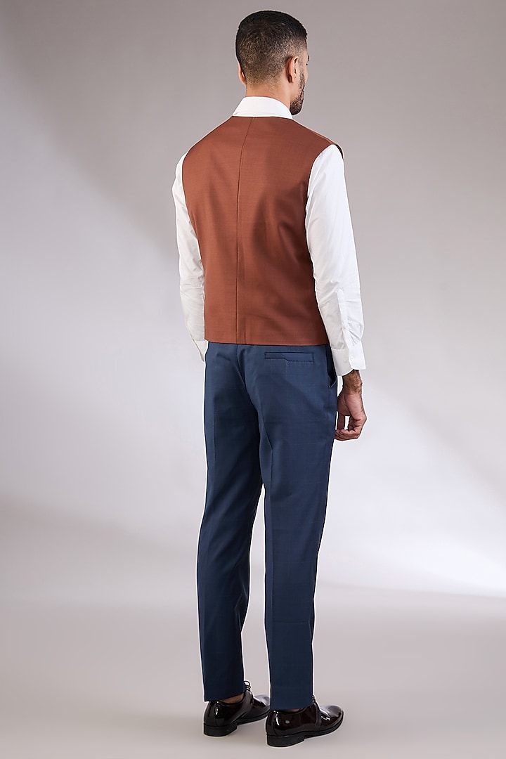Navy Blue Wool Fabric Blazer Set by AL USTAAD at Pernia's Pop Up Shop