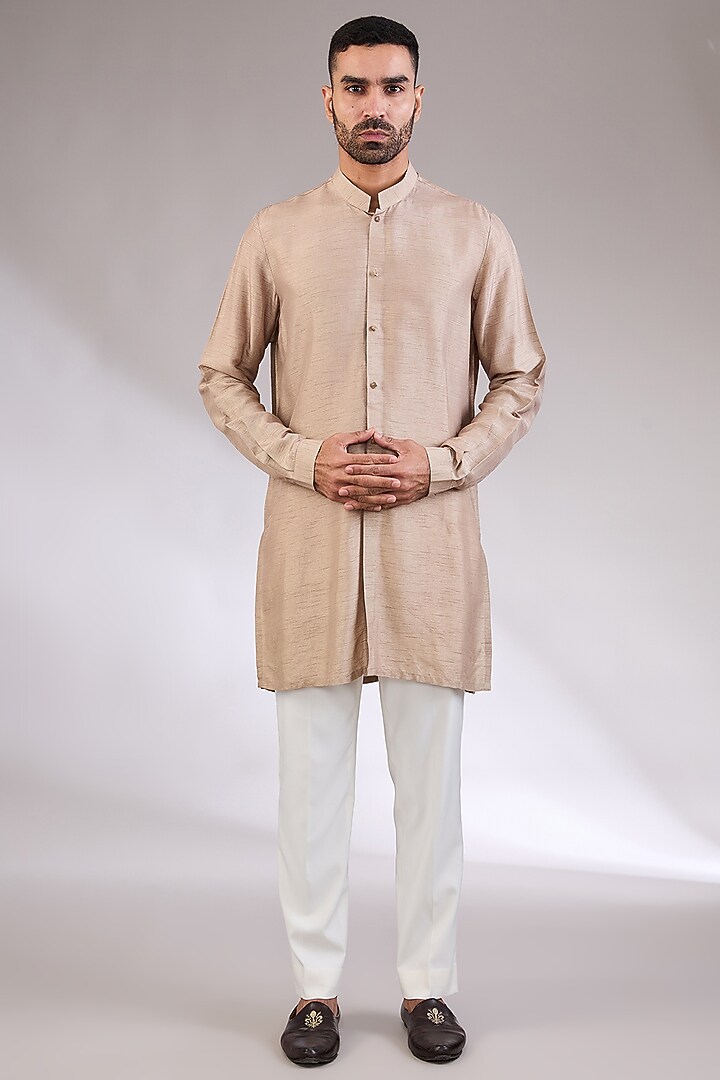 Off-White Silk Wedding Bandhgala Set by AL USTAAD at Pernia's Pop Up Shop