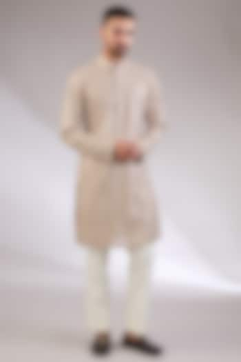 Brown Silk Mirror Work Kurta by AL USTAAD