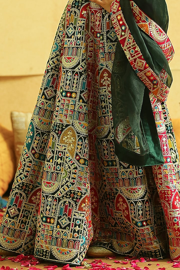 Multi-Colored Georgette Embroidered Anarkali Set For Girls by Alyaansh Couture at Pernia's Pop Up Shop