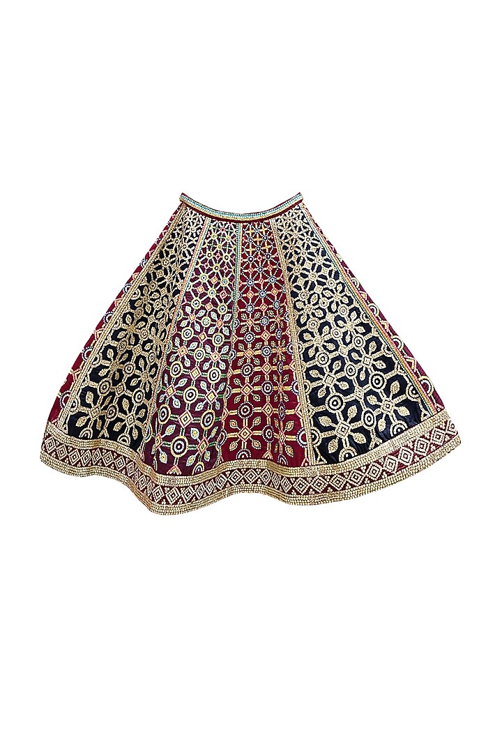 Multi-Colored Silk Embroidered Lehenga Set For Girls by Alyaansh Couture at Pernia's Pop Up Shop