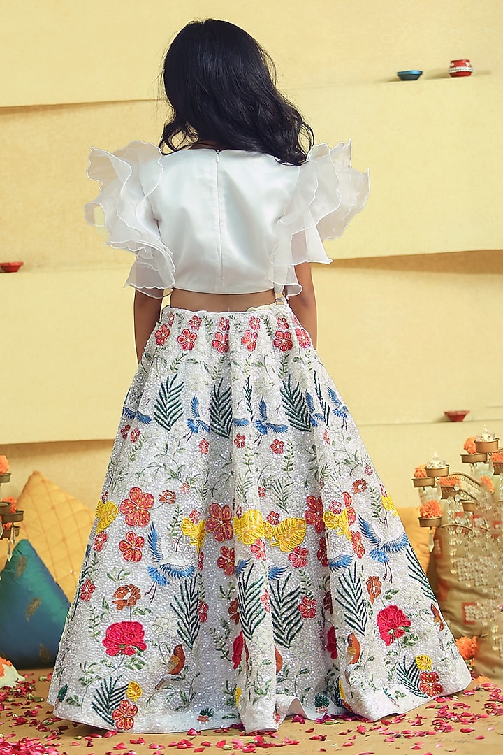 Multi-Colored Organza Embroidered Lehenga Set For Girls by Alyaansh Couture at Pernia's Pop Up Shop