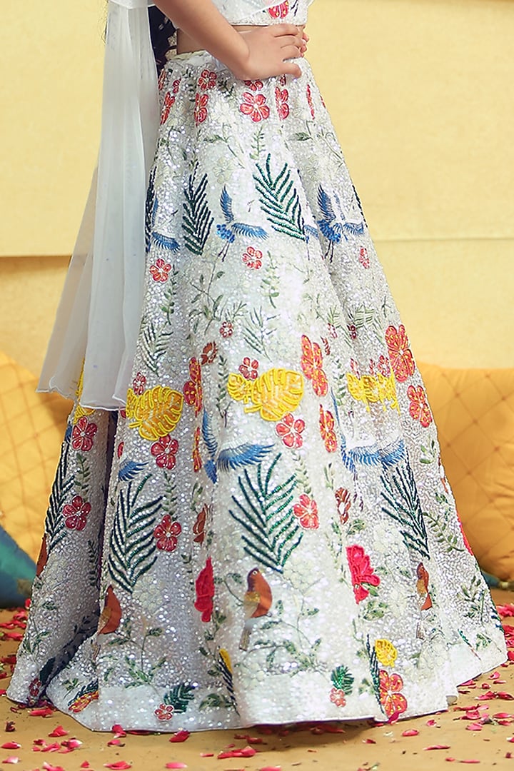 Multi-Colored Organza Embroidered Lehenga Set For Girls by Alyaansh Couture at Pernia's Pop Up Shop