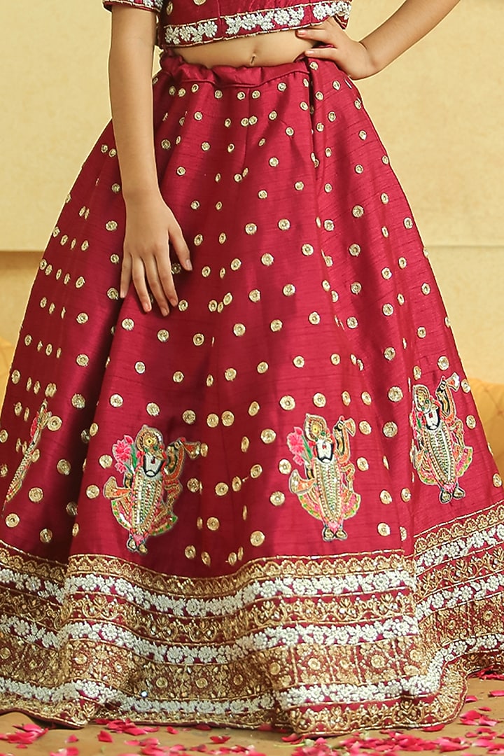 Purple Silk Embroidered Lehenga Set For Girls by Alyaansh Couture at Pernia's Pop Up Shop