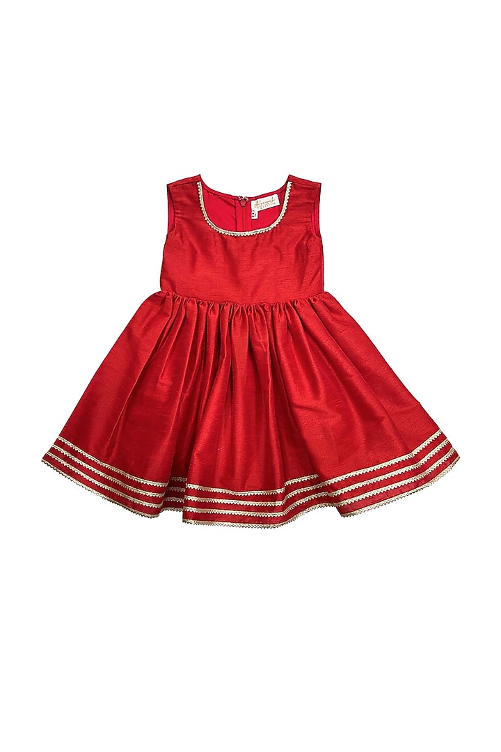 Red Silk Jacket Dress For Girls by Alyaansh Couture at Pernia's Pop Up Shop