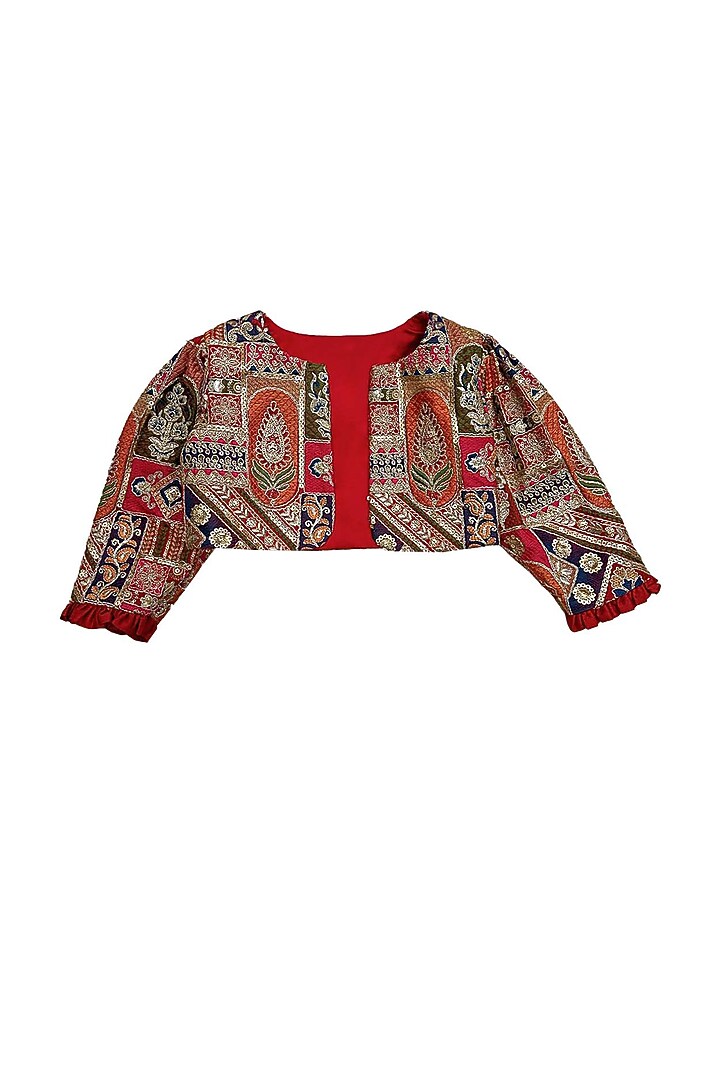 Red Silk Jacket Dress For Girls by Alyaansh Couture at Pernia's Pop Up Shop