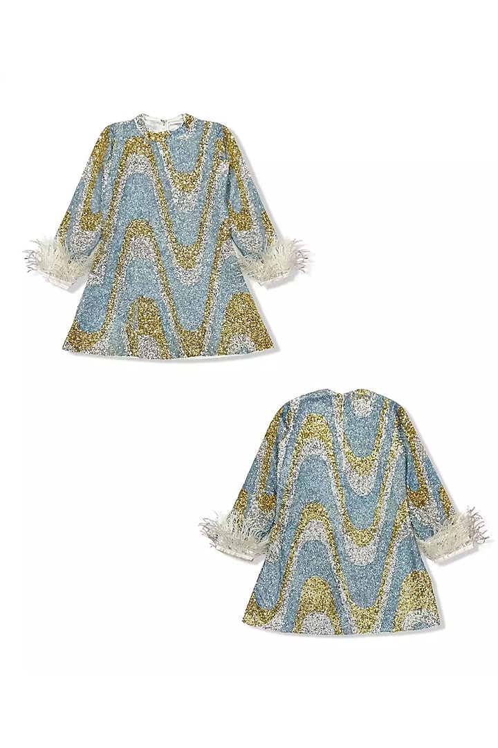 Multi-Colored Sequins Net Dress For Girls by Alyaansh Couture at Pernia's Pop Up Shop