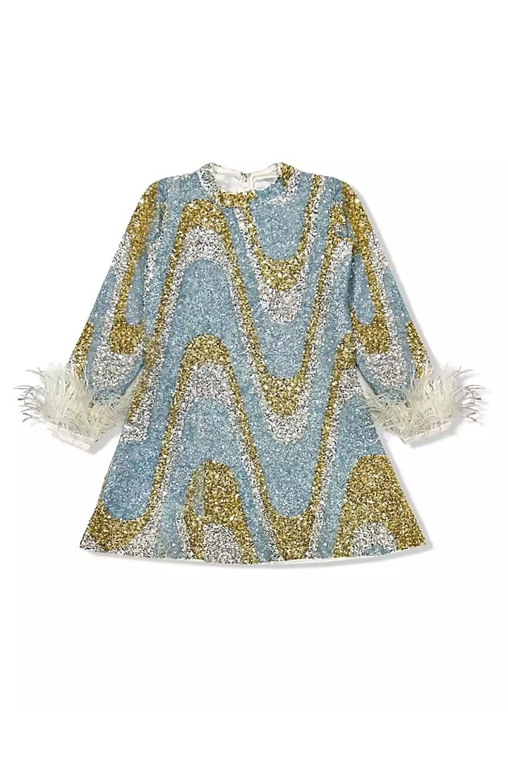 Multi-Colored Sequins Net Dress For Girls by Alyaansh Couture at Pernia's Pop Up Shop