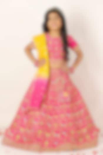 Pink Raw Silk Gharchola Lehenga Set by Alyaansh Couture