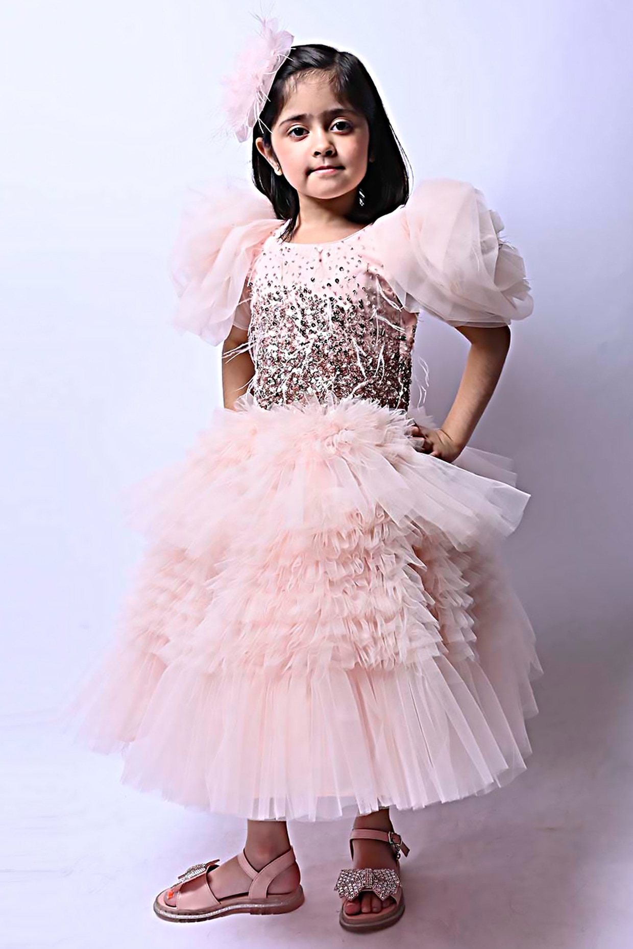 Girls pink ruffle clearance dress