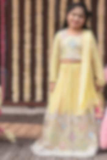 Yellow Georgette Sequins Embroidered Lehenga Set For Girls by Alyaansh Couture at Pernia's Pop Up Shop
