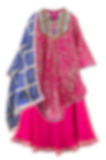 Hot Pink Georgette Sequins Embroidered Sharara Set For Girls by Alyaansh Couture at Pernia's Pop Up Shop