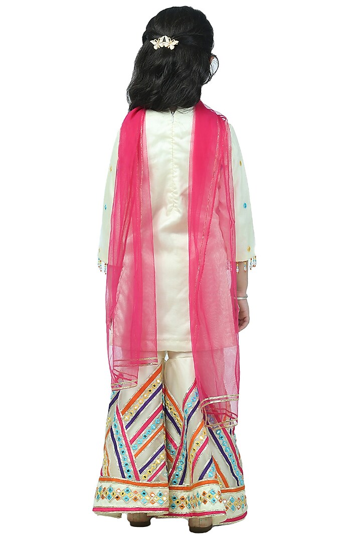 Soft Yellow Organza Embellished Sharara Set For Girls by Alyaansh Couture at Pernia's Pop Up Shop