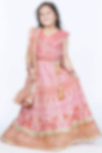 Peach Georgette Sequins Embroidered Lehenga Set For Girls by Alyaansh Couture at Pernia's Pop Up Shop