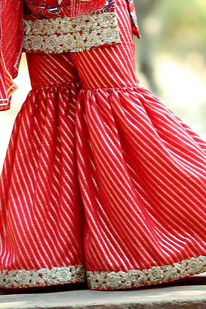Red Cotton Printed Sharara Set For Girls by Alyaansh Couture at Pernia's Pop Up Shop