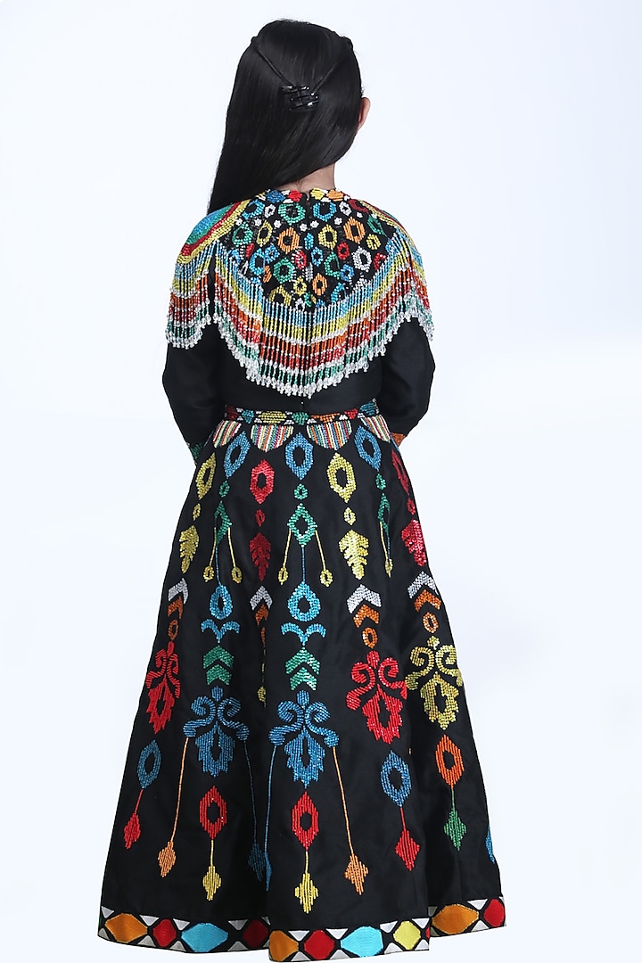 Black Dupion Sequins Embroidered Jacket Lehenga Set For Girls by Alyaansh Couture at Pernia's Pop Up Shop